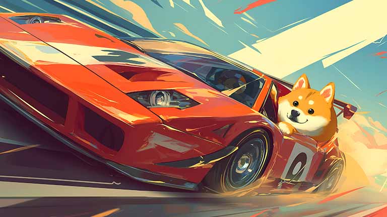 doge racing car speed desktop wallpaper cover