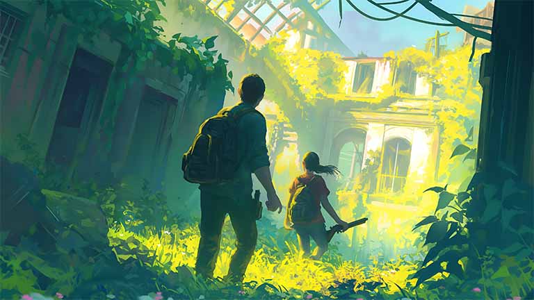 ellie and joel the last of us art wallpaper cover