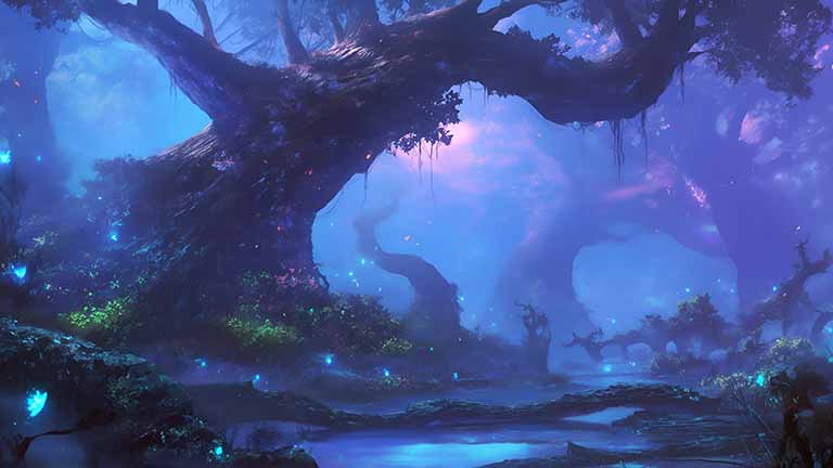 enchanted forest glow desktop wallpaper cover