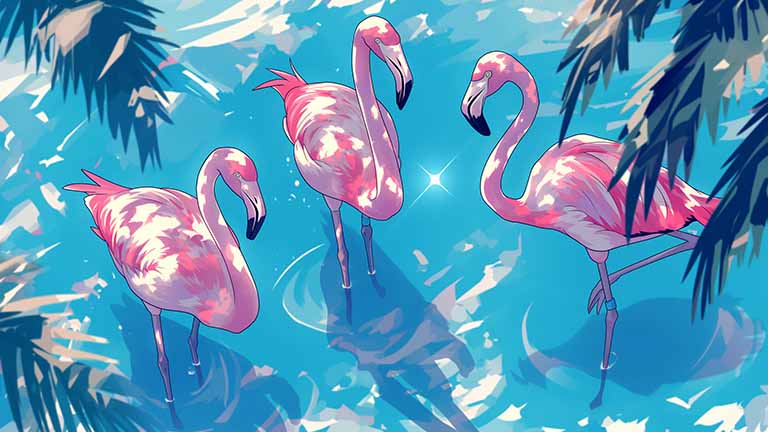 flamingo palm leaves desktop wallpaper cover