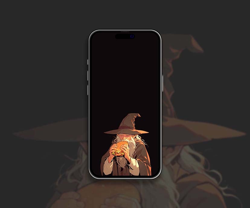 funny gandalf eats fastfood hamburger wallpapers collection