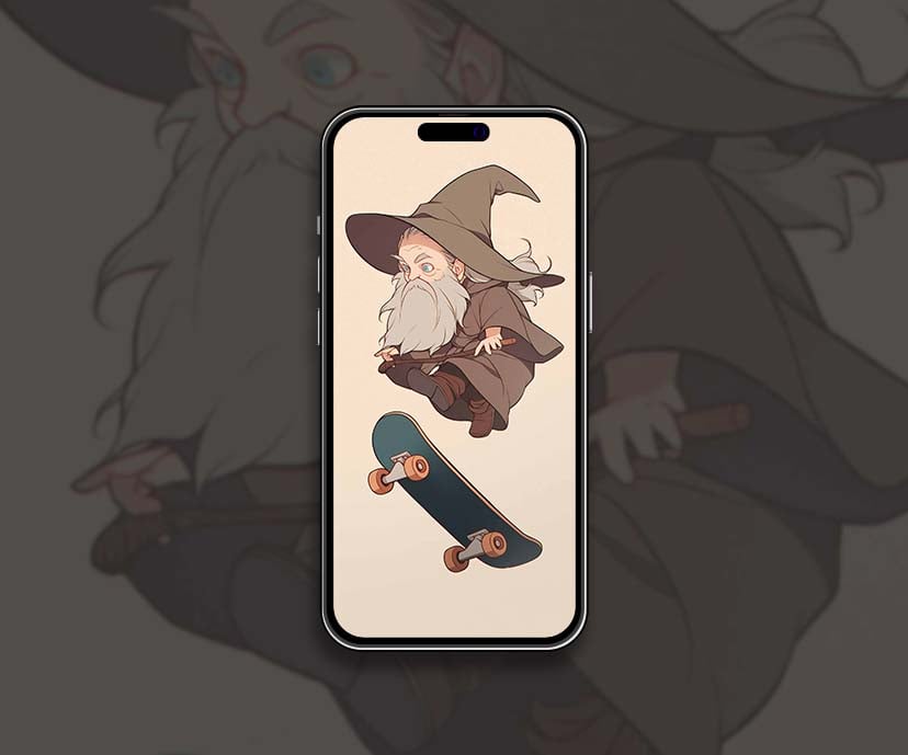 gandalf on skateboard chibi fantasy wallpapers collection