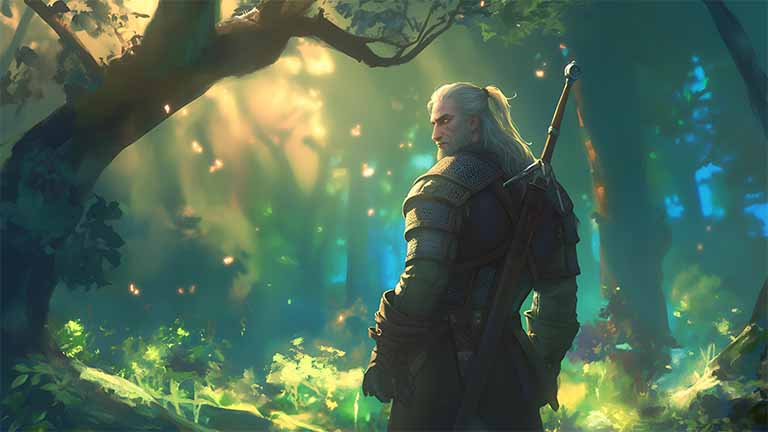 geralt the witcher enchanted forest wallpaper cover