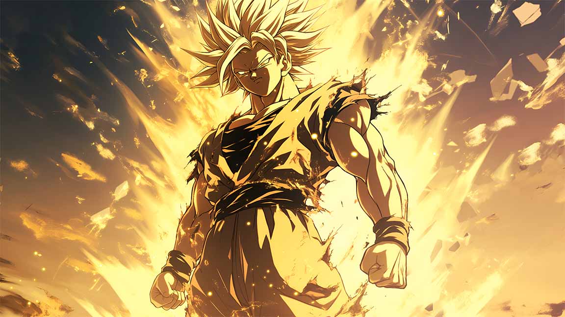 goku super saiyan intense power glow desktop wallpaper cover