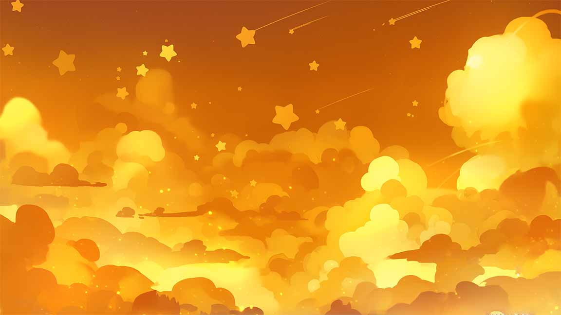 golden clouds stars cute dreamy heaven style desktop wallpaper cover