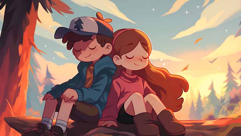 gravity falls dipper mabel chibi desktop wallpaper cover