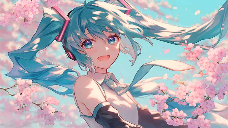 hatsune miku cherry blossoms pc desktop laptop wallpaper cover