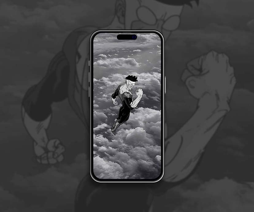 invincible floating above clouds black white style wallpapers collection