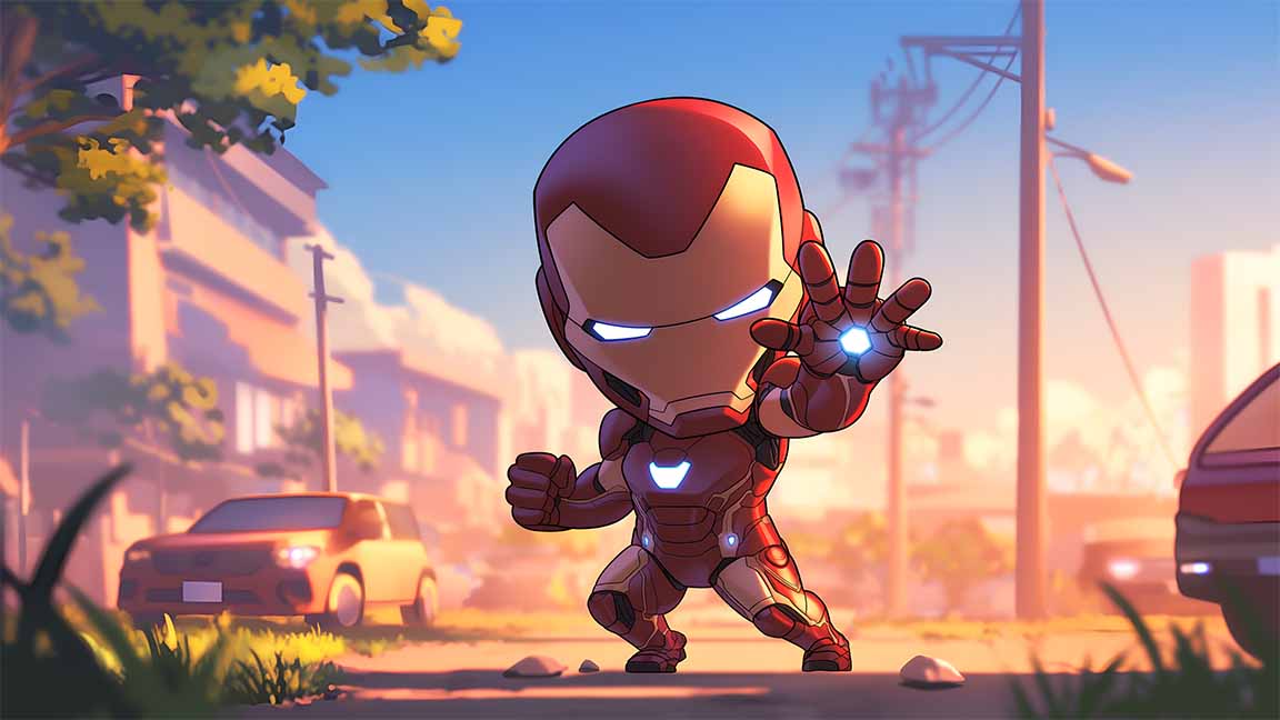 iron man chibi urban action marvel desktop wallpaper cover