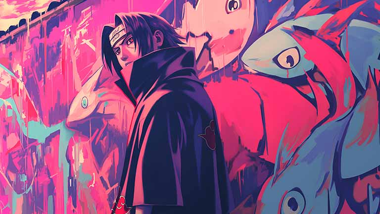 itachi uchiha by graffiti wall desktop wallpaper cover