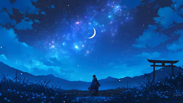 itachi uchiha moonlit anime landscape desktop wallpape cover