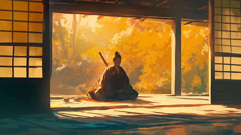 japanese warrior meditation desktop wallpaper cover