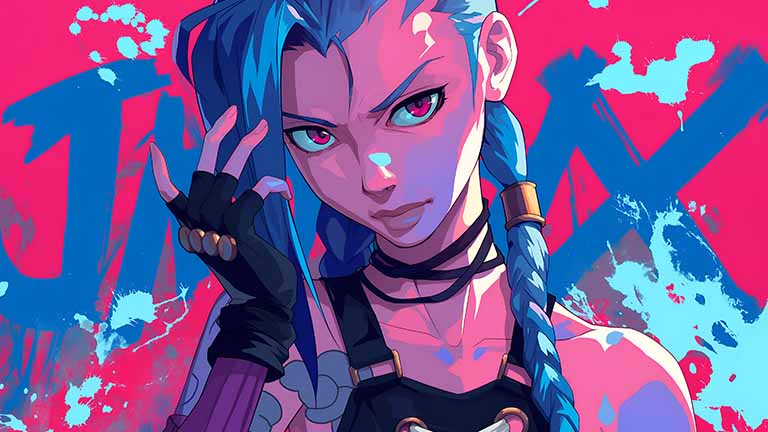 jinx blue braids red desktop wallpaper cover