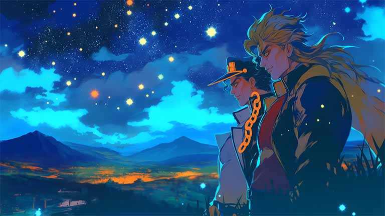 jotaro kujo dio brando starry night pc wallpaper cover