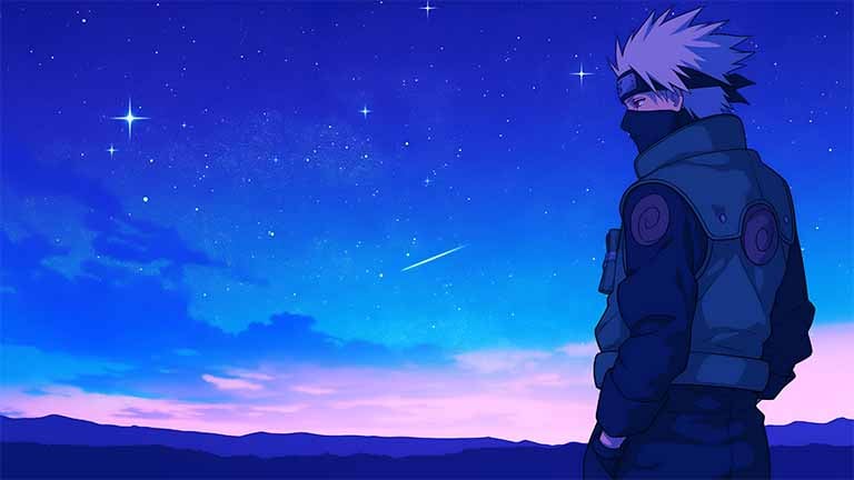 kakashi looking at stars naruto night sky desktop wallpaper cover