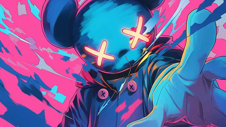 kaws stylized neon character desktop wallpaper cover