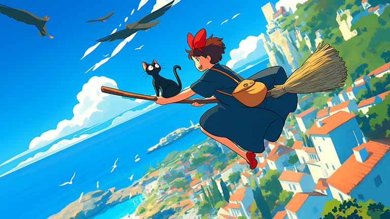 kikis delivery service kiki flying desktop wallpaper cover
