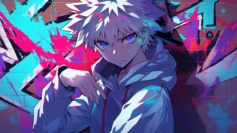 killua blue eyes look desktop wallpaper cover