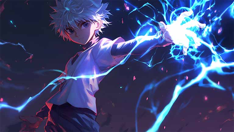 killua electric power attack pc wallpaper cover