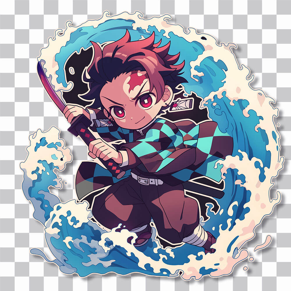 kimetsu no yaiba tanjiro focused attack sticker cover