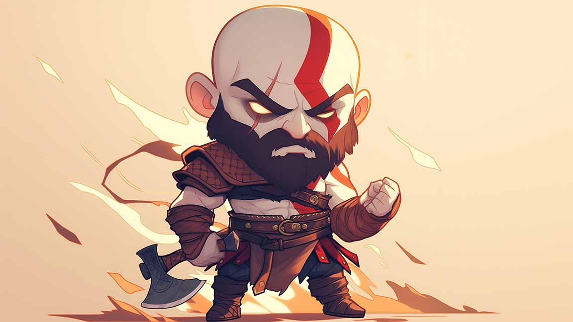 kratos chibi god of war desktop wallpaper cover