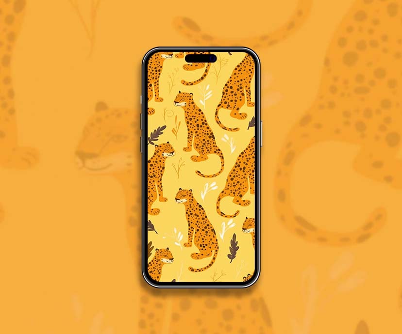 leopard pattern yellow cartoon style wallpapers collection