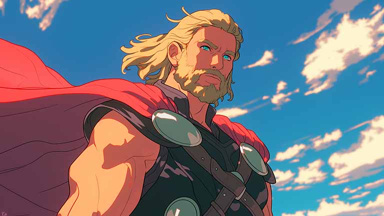 marvel thor heroic gaze clouds desktop wallpaper cover
