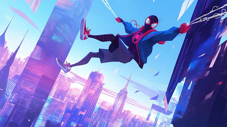 miles morales city swing desktop wallpaper cover