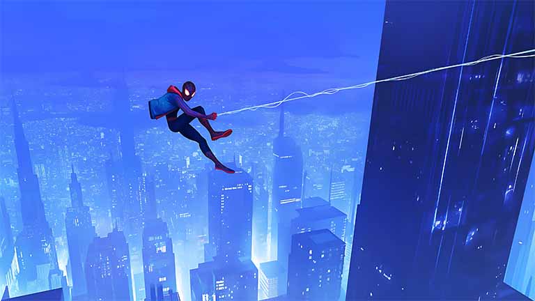 miles morales spider man swinging city laptop wallpaper cover