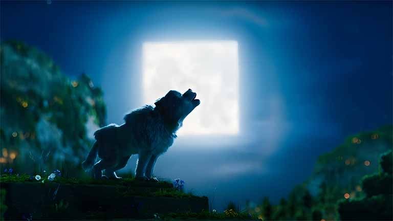 minecraft movie denis wolf howling square moon desktop wallpaper cover