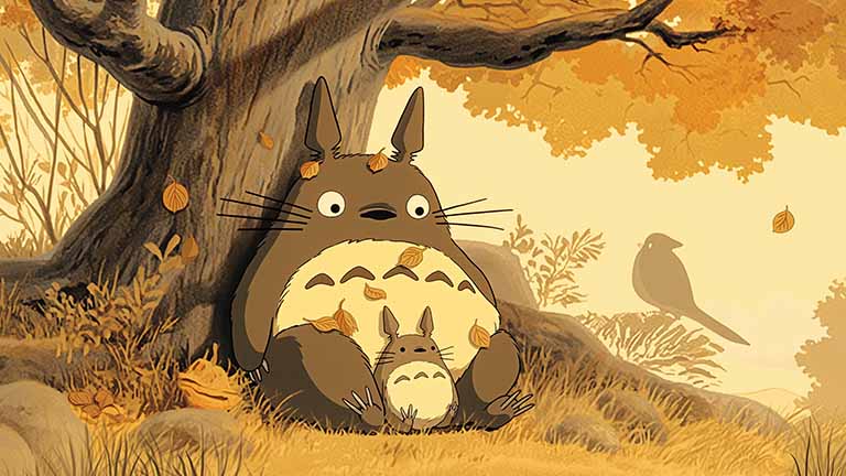 my neighbor totoro autumn leaves desktop wallpaper cover