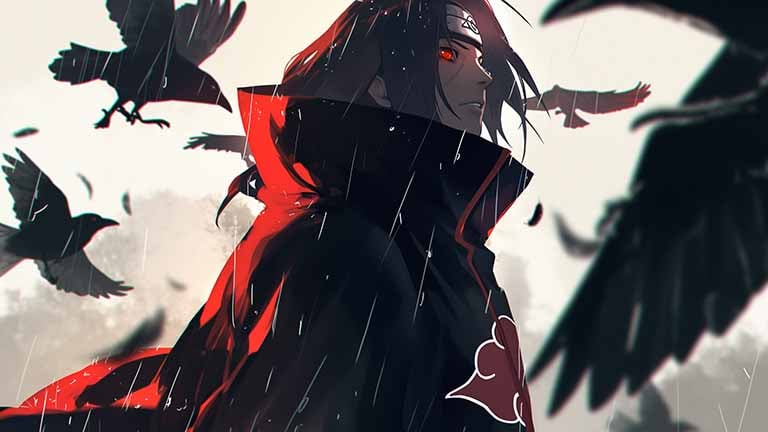 naruto itachi uchiha crow genjutsu desktop wallpaper cover