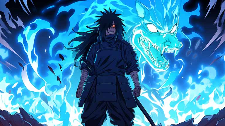 naruto madara uchiha menacing grin desktop wallpaper cover
