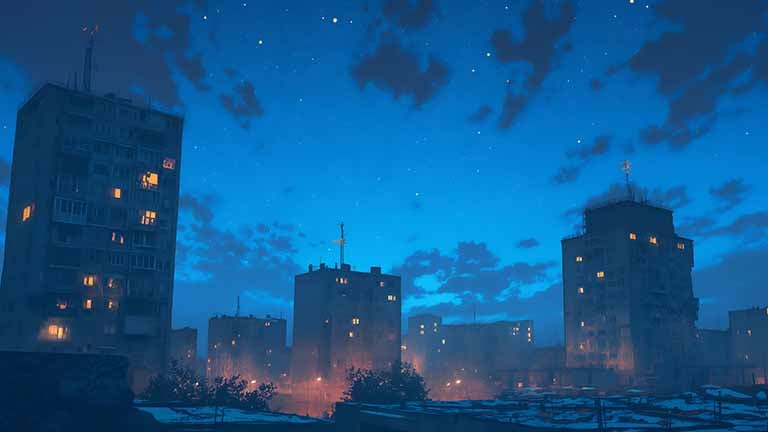 night sky over kyiv city desktop wallpaper cover