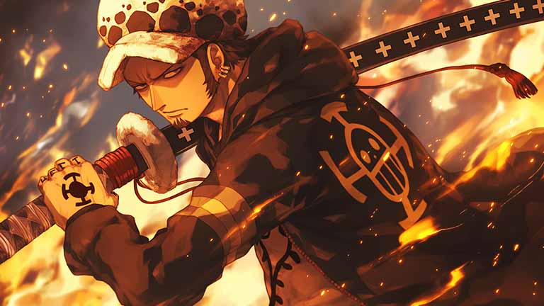 one piece law sword fire desktop wallpaper cover