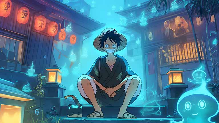 one piece luffy ghosts festival desktop wallpaper cover