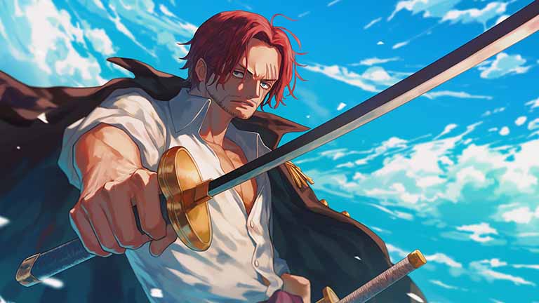 one piece shanks sword wielding desktop wallpaper cover