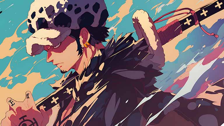 one piece trafalgar law focused look desktop wallpaper cover
