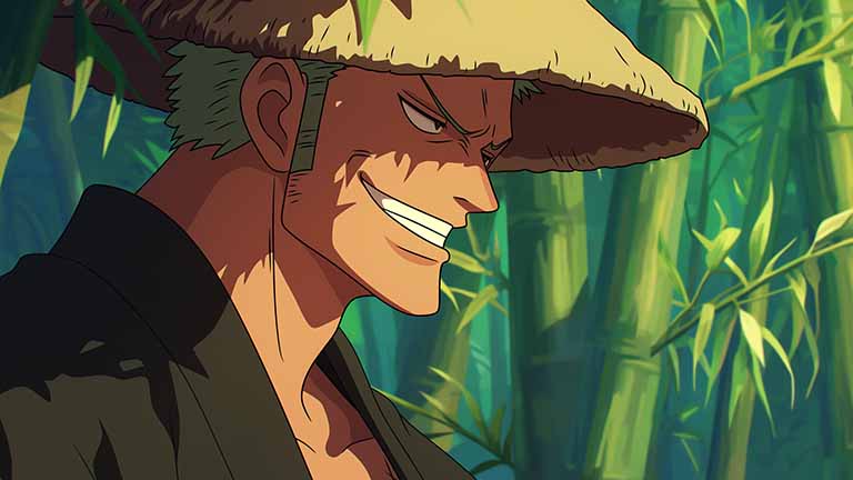 one piece zoro green hair grin desktop wallpaper cover