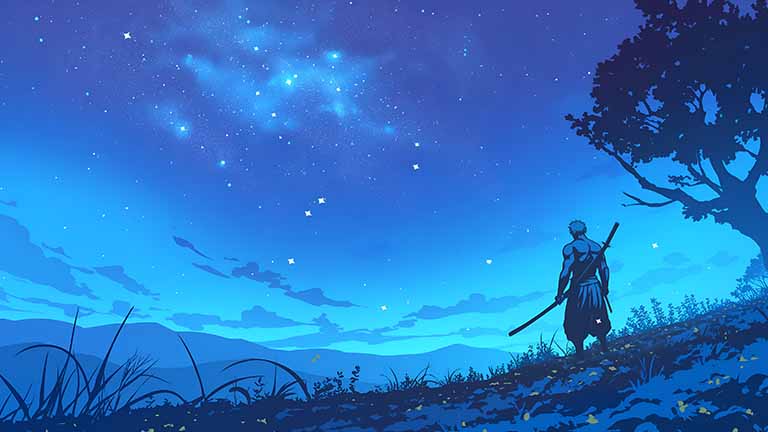 one piece zoro starry night desktop wallpaper cover
