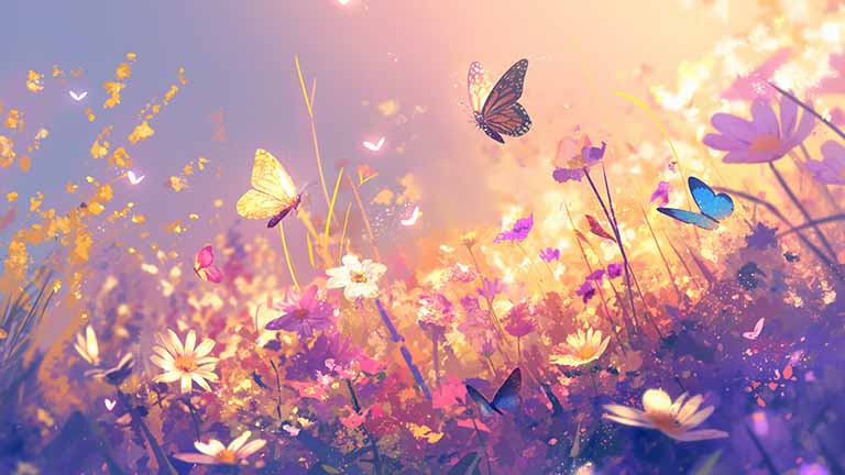 pastel butterfly garden desktop wallpaper cover