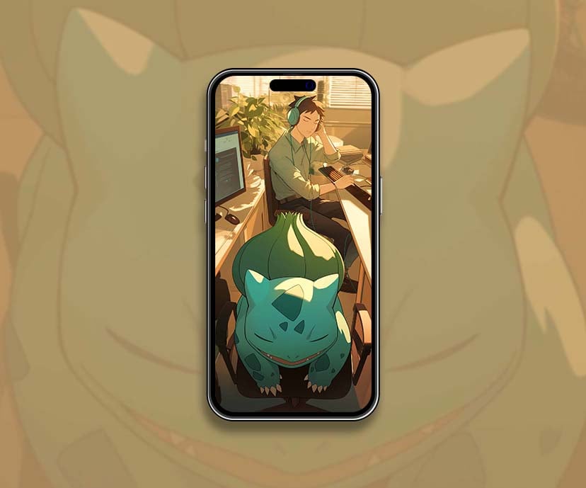 peaceful bulbasaur relaxing office chair wallpapers collection