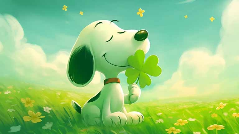 peanuts snoopy four leaf happiness desktop wallpaper cover