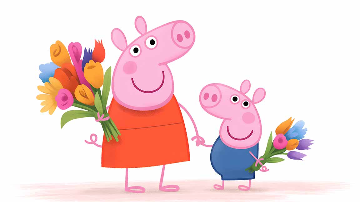 peppa pig george flowers cute desktop wallpaper cover
