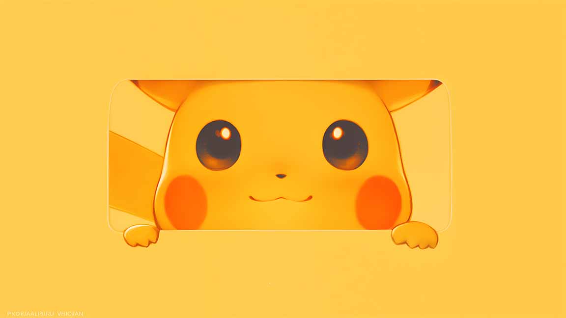 pikachu cute yellow box look desktop wallpaper cover