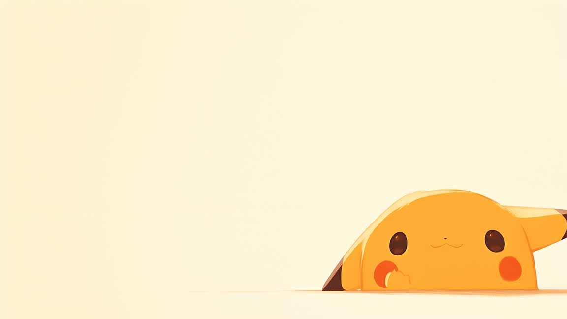 pikachu peeking ears minimal cute desktop wallpaper cover