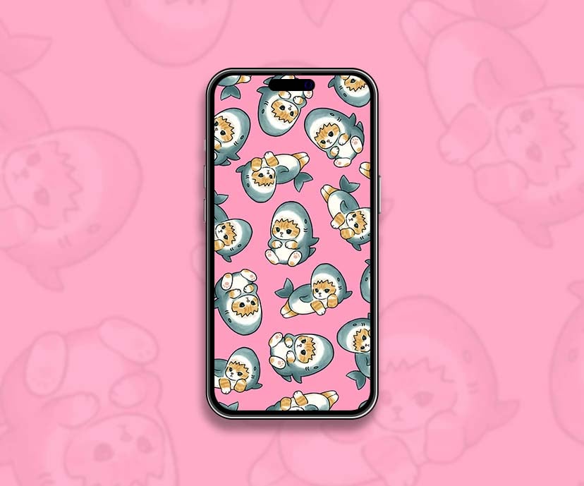 pink cute shark cat wallpapers collection