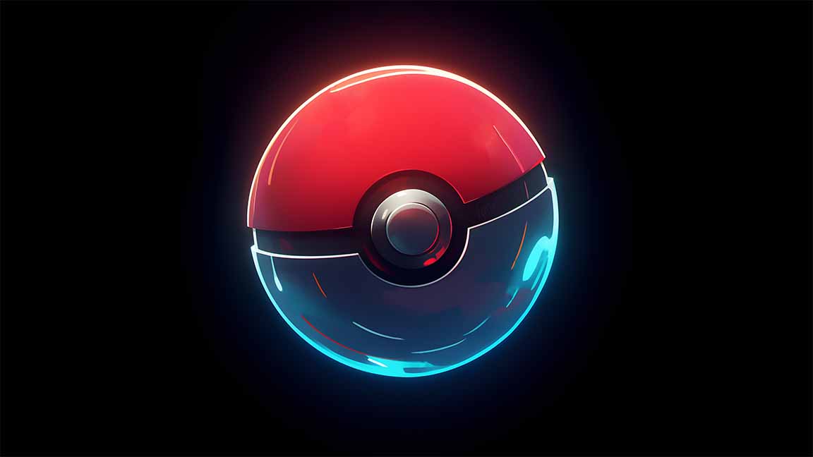 pokeball glow black background minimal pokemon desktop wallpaper cover