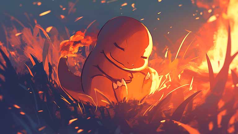 pokemon charmander sleeping fire desktop wallpaper cover