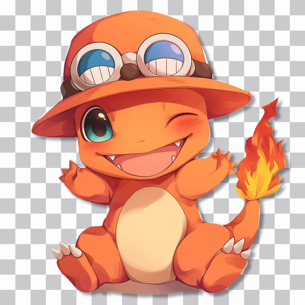 pokemon charmander wink hat sticker cover